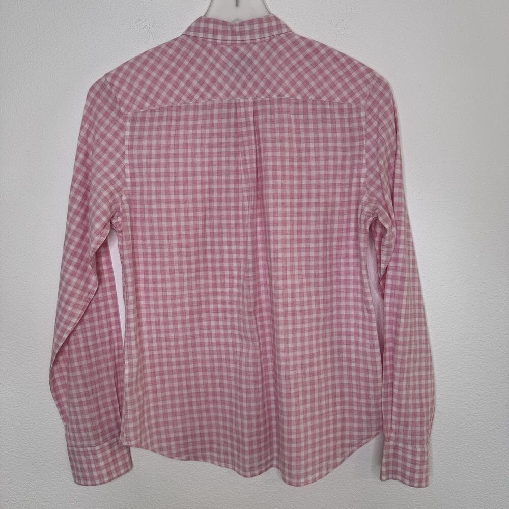 Untuckit Women Calina Gingham Button Shirt Size 8 Pink Long Sleeve Preppy Cotton - Picture 3 of 11